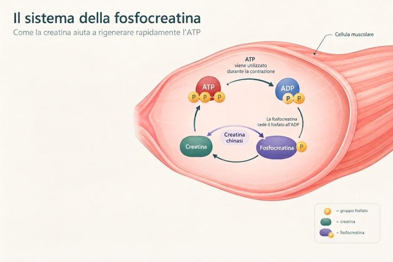 Come la creatina è coinvolta nella produzione di ATP